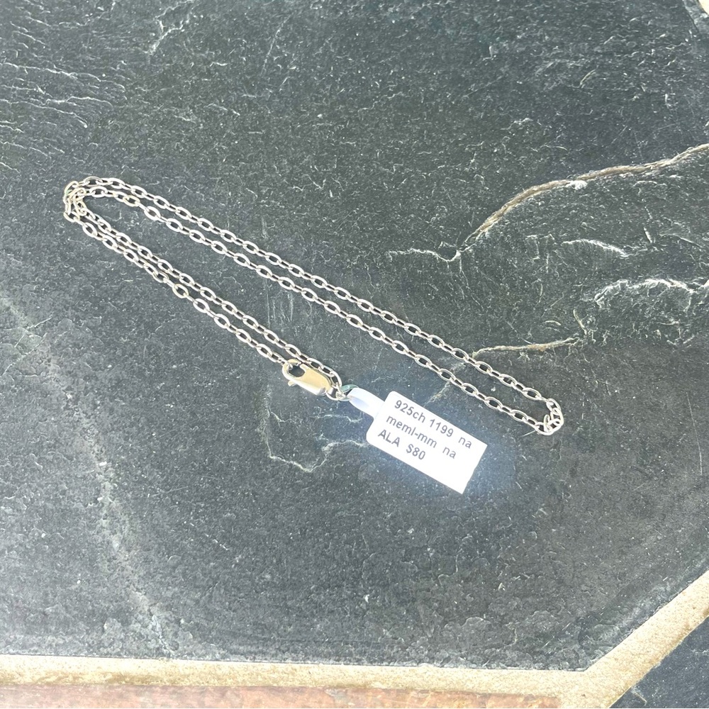 Elegant Sterling Silver 925 flat oval link Chain Necklace 16”